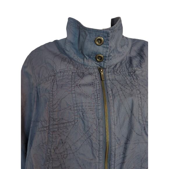 Coldwater Creek Shaped Denim Blue Full Zip Jacket stitched detail women size W18 - Picture 2 of 10